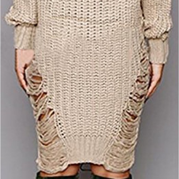 Knitted Sweater Dress Long Sleeve Casual Pullover Tops … - Picture 3 of 3